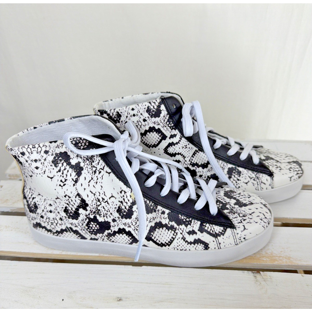 New NO Box OTBT White Black Snakeskin High Top Sneaker #1046 Women 8.5 - Picture 3 of 5